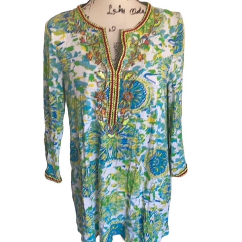Soft Surroundings Beaded Embroidered Top Boho Contemporary Festival Feminine
